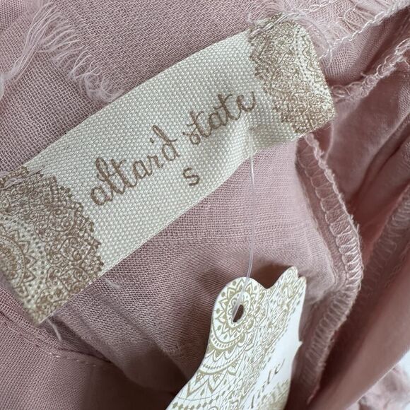 Altar’d State Puff Sleeve Babydoll Mini Dress Women’s Size S Pink Pockets NWT - Picture 7 of 11